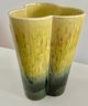 Vintage #110 HULL Pottery Trefoil 3 Lobe Green Yellow Brown Drip Glaze Vase 9' CLEAN No Issues