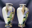 Pair Of Miyako Nippon Hand-painted Vases