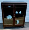 Antique Glass Door Bookcase On Casters