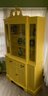 Traditional Antique Hutch/display Cabinet Finished In A Bright Yellow Paint.