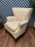 Vintage Upholstered Button Back Wing Chair By Murray Calm, New Haven