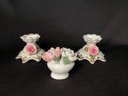 Trio Of Porcelain & Ceramic Floral Decor