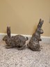 Two Porcelain Rabbits, 11x9in  And 13x6in