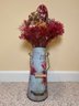 Tall Tin House Decor With Dried Flowers
