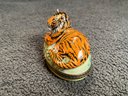Limoges Tiger, Made In France, Rare Hand Painted Trinket Box,  3.5x2.75x2.25in