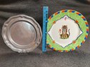 Ceramic And Pewter Plate, The Royal Bengal Tiger Raj Plate Is 12ins,  Wilton Pewter Made In The USA 10.5ins