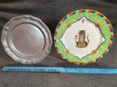 Ceramic And Pewter Plate, The Royal Bengal Tiger Raj Plate Is 12ins,  Wilton Pewter Made In The USA 10.5ins