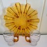 Art Deco Art Amber Glass Plate By Stolzle With Two Amber Handle Vintage Beer Mugs