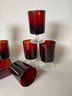 Eight Ruby Red Vintage Glasses