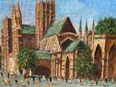 Signed Original Oil On Canvas Cathedral Scene
