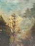 Antique Oil On Canvas Landscape Scene Painting