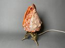 Carved Conch Lamp On Brass Base