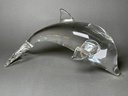 A Large Signed Steuben Glass Dolphin