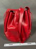 Vintage Christian Dior Red Leather Drawstring Bucket Bag Purse