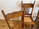 Antique Quarter Sawn Oak Chairs  17x40x20 Cane Seat Hand Carved Details Spindle Backs