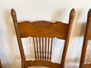 Antique Quarter Sawn Oak Chairs  17x40x20 Cane Seat Hand Carved Details Spindle Backs
