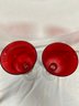 Pair Of Rosetti Red Votive Glass Candle Holders 12x4.5