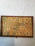 Antique Bone Mahjong Set In Wood Box With Brass Hardware