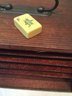 Antique Bone Mahjong Set In Wood Box With Brass Hardware