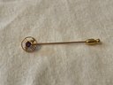 14K Gold Art Deco Stick Pin With Pearls & Amethyst