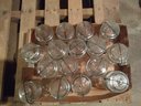 Sixteen Vintage 1 Pint Glass Canning Jars With Glass Lids