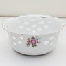 Hollohaza Hand Painted Porcelain Hungary White Lattice Fruit Bowl With Floral Accents