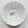 Hollohaza Hand Painted Porcelain Hungary White Lattice Fruit Bowl With Floral Accents