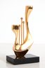 Vintage Judaica Baruch Shoham Psalterium Gold Plated Sculptural Candle Holder
