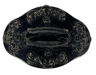 Antique Victorian Black Mourning Sash Pin
