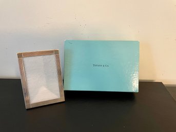 Tiffany & Co Sterling Photo Frame With Wood Easel Back