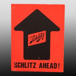 Small Schlitz Ahead Heavy Paper Sign