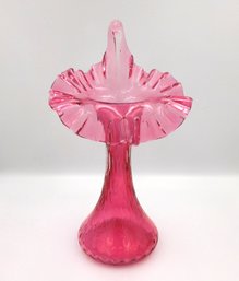 Vintage Fenton Cranberry Jack-in-the-pulpit Vase