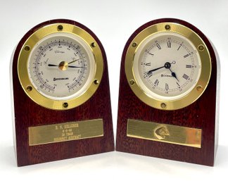 Benchmark Weather & Clock Set From Sikorsky Aircraft - Note Slight Crack At Top