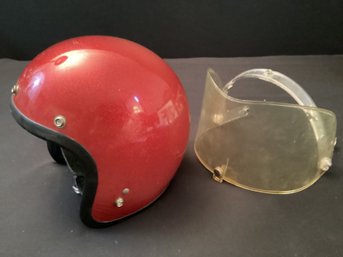 Vintage DS D-3 Motorcycle Helmet Red Glitter XL