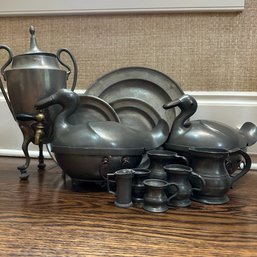 An Assortment Of Pewter Pieces