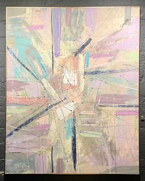 Large (4 X 5 Feet) Vintage Abstract Splatter/Drip Painting On Canvas Signed Illegibly