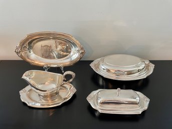 Webster Wilcox Embellished Floral Relief Silver Plate Hollowware Collection