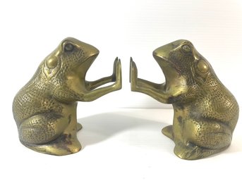 Brass Frog Bookends