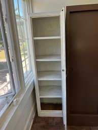 Vintage Metal Cabinet Painted White With Shelving Inside