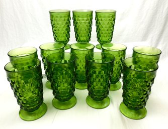 Indiana Glass Whitehall MCM Avocado Tumblers (12)