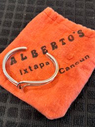 Alberto's Ixtapa, From Cancun, Mexico, Sterling Silver Cuff Bracelet, Wave Like Pattern