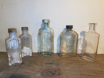 Vintage Bottles With Pair Of Shoe Polish Bottles