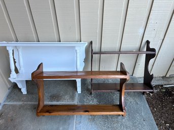 Three Small Vintage Wooden Shelves