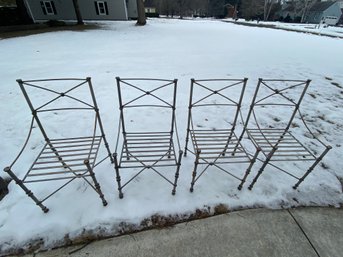 Set Of 4 Wrought Iron Patio Chairs  20x18x28' Heavy