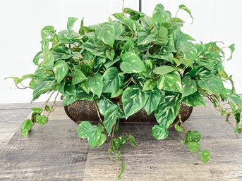 Faux Floral Plants In Faux Copper Basket