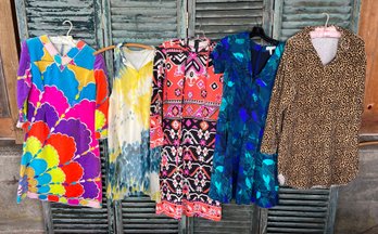 5 Brightly Patterned Dresses, Rebecca Taylor, Emilio Pucci Italy,  Beija Flor New York