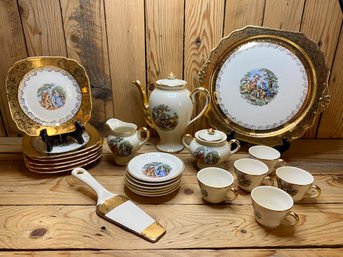22 Karat Gold Warranted ATLAS CHINA Set-only Missing One Cup