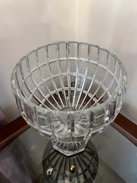 Lead Crystal Bowl On Stand, In Block Pattern