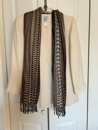 Due Per Due Pure Silk Jacket , Brown Beige Scarf & Handbag