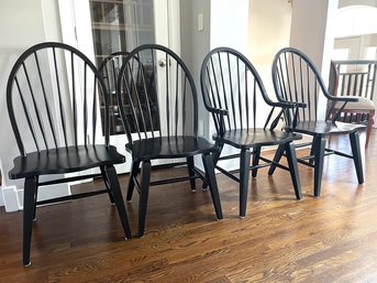 Four Darkwood Black Spindle Back Farmhouse Dining Chairs